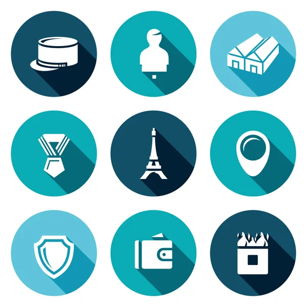 Vector Set of French Legion Icons. Kepi, Target, Barracks, Order, Eiffel Tower, Deployment, Security, Payment, Obstacle. — Stock Vector