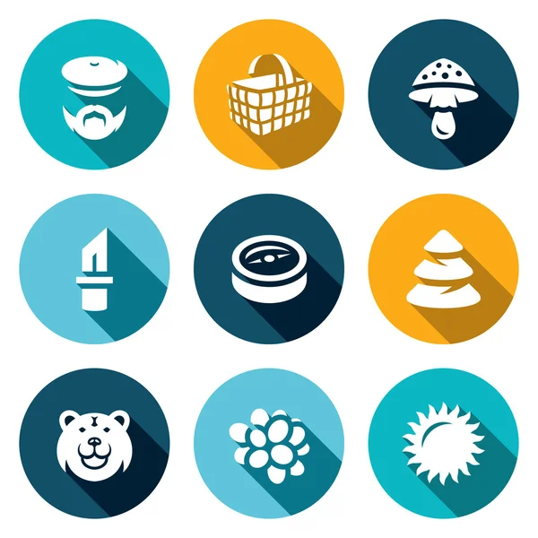 Vector Set of Gathering in the Forest Icons. — Stock Vector