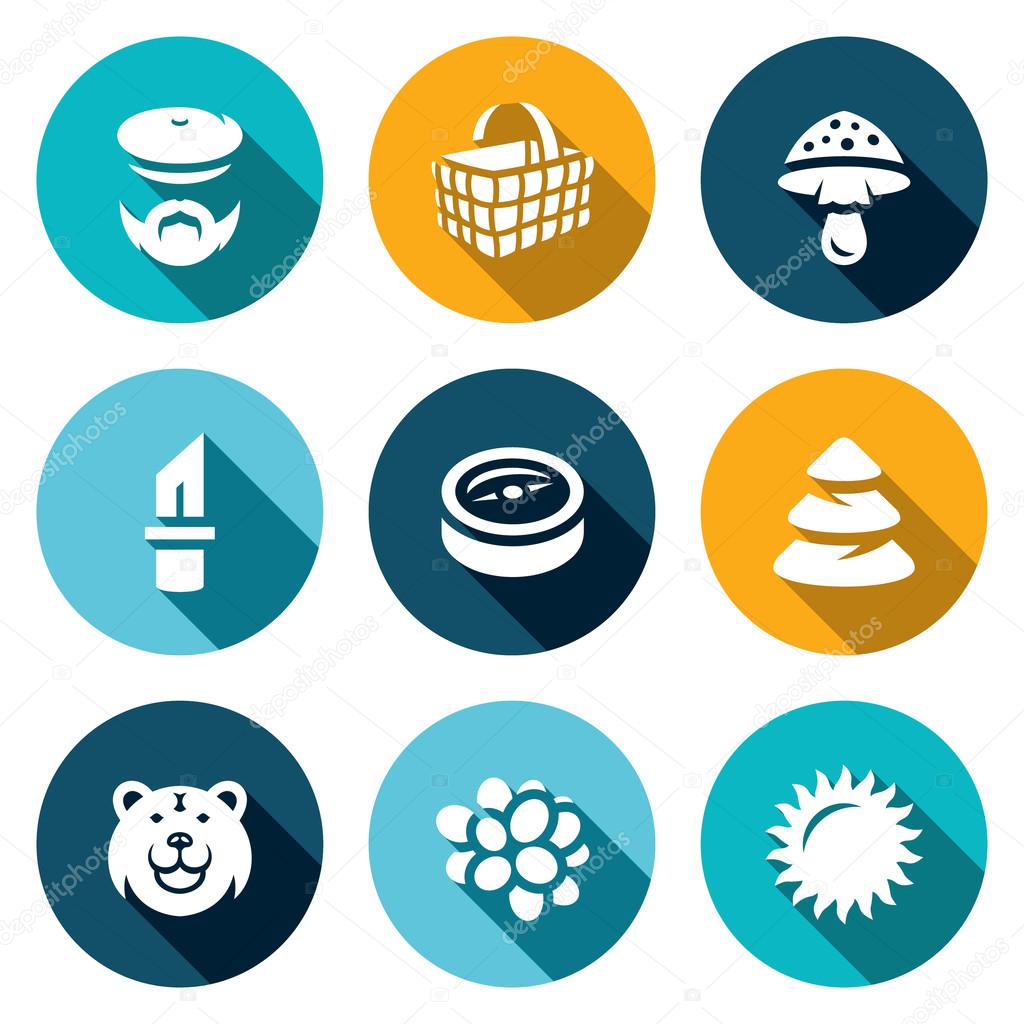 Vector Set of Gathering in the Forest Icons.