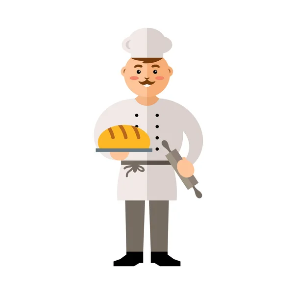 Vector Baker. Illustration de bande dessinée colorée de style plat . — Image vectorielle