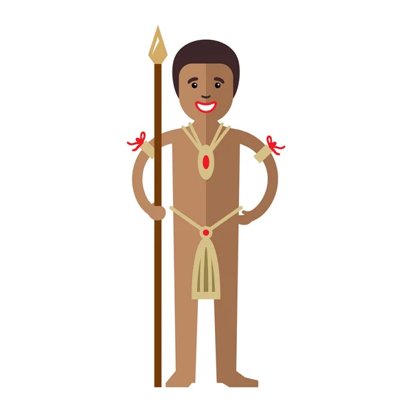 Vektor afrikai aborigine. Lapos stílusú színes rajzfilm illusztráció. — Stock Vector