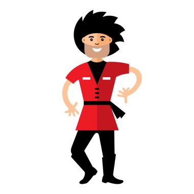 Vektör Lezginka dansçı. Düz stil renkli karikatür resimde.