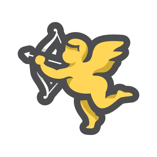 Cupido met boog Vector icoon Cartoon illustratie — Stockvector