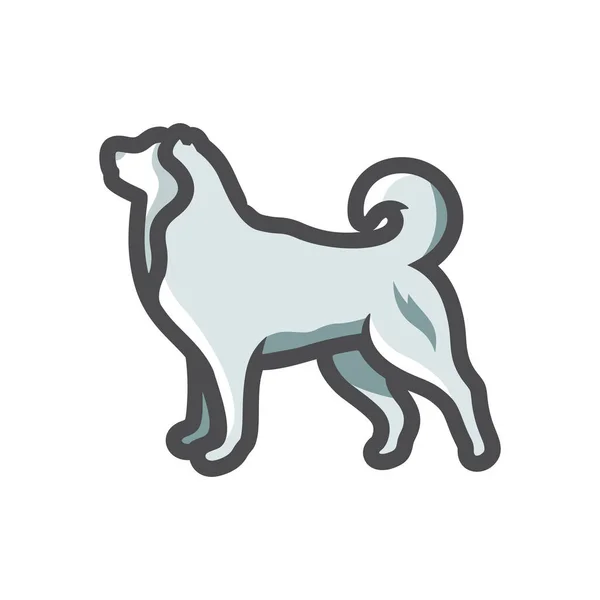 Ícone fofo branco do vetor do cão ilustração dos desenhos animados — Vetor de Stock