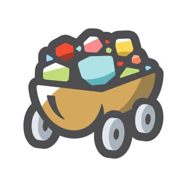 Tramvay mücevheri. Elmas Vektör simgesi olan araba Çizim Çizimi