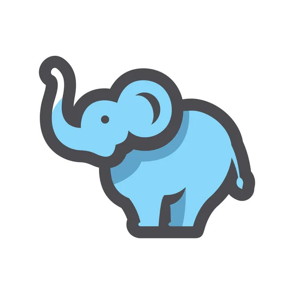 Blue funny Elephant Vector icon Cartoon illustration — Stock Vector