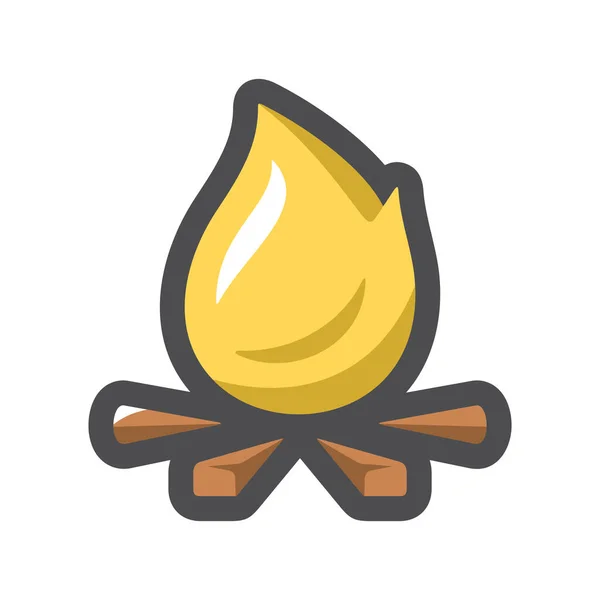 篝火火焰和木材矢量图标卡通插图 — 图库矢量图片