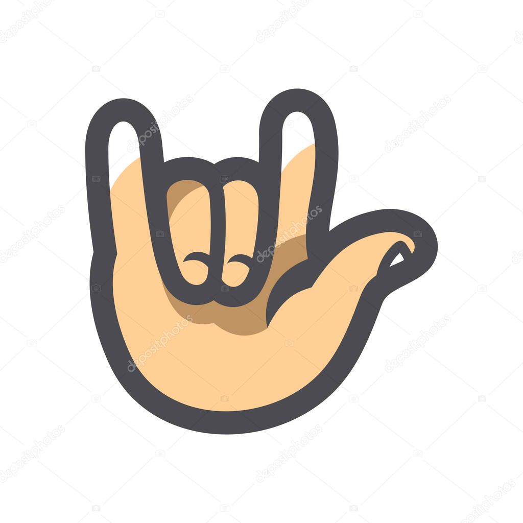 Hand Cool Fingers Vector icon Cartoon illustration.