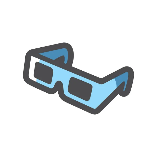 Kék mozi szemüveg 3D-s hatás Vektor ikon Rajzfilm illusztráció. — Stock Vector
