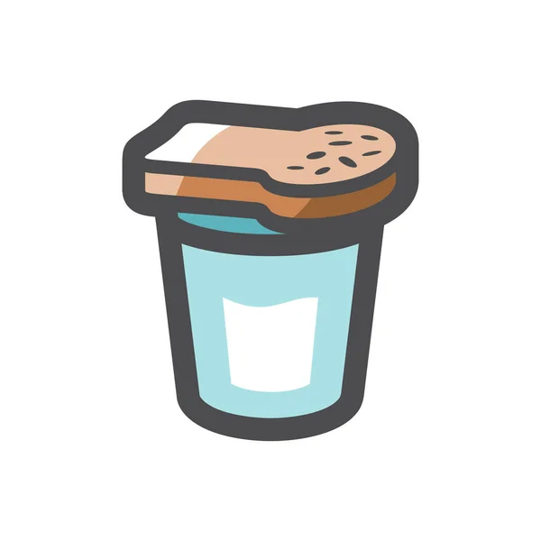 Brood op een Glass Vector icoon Cartoon illustratie. — Stockvector