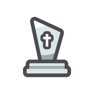 Mezar Eski Mezar Vektörü Simgesi Çizim Çizimi.