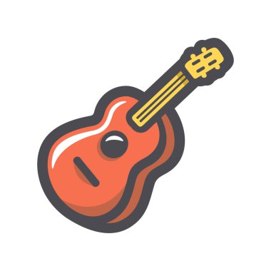 Guitar Musical Instrument Vector simgesi çizimi.
