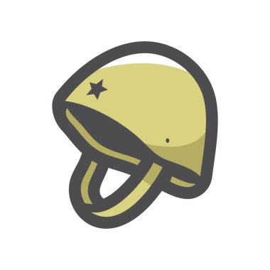 Askeri Miğfer Sert Şapka Vektör Simgesi Çizim.