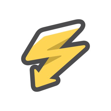 Sarı Elektrik Yıldırım Vektör Simgesi Çizim Çizimi