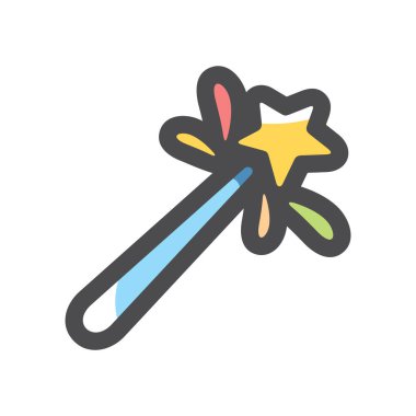 Sihirli çubuk yıldız vektör simgesi çizimi