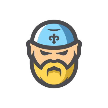 Tarihi giysiler içindeki vektör Kazak adam. Vektör simgesi Çizgi Filmi illüstrasyonu