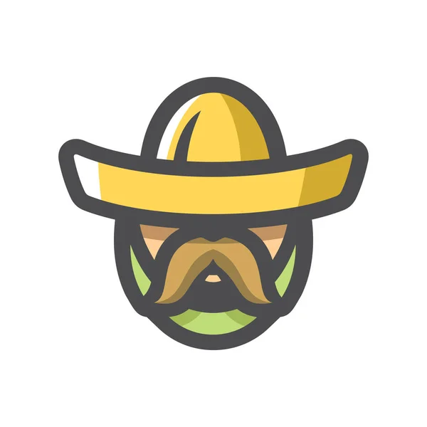 Sombrero Vector Cartoon 삽화에 나오는 멕시코 남자 — 스톡 벡터