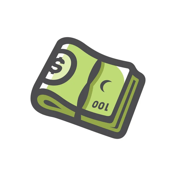 Geld groene wad Vector pictogram Cartoon illustratie — Stockvector