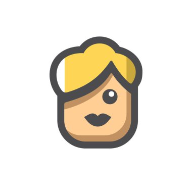 Genç bayan vektör simgesi Çizgi Film illüstrasyonuyla karşı karşıya.