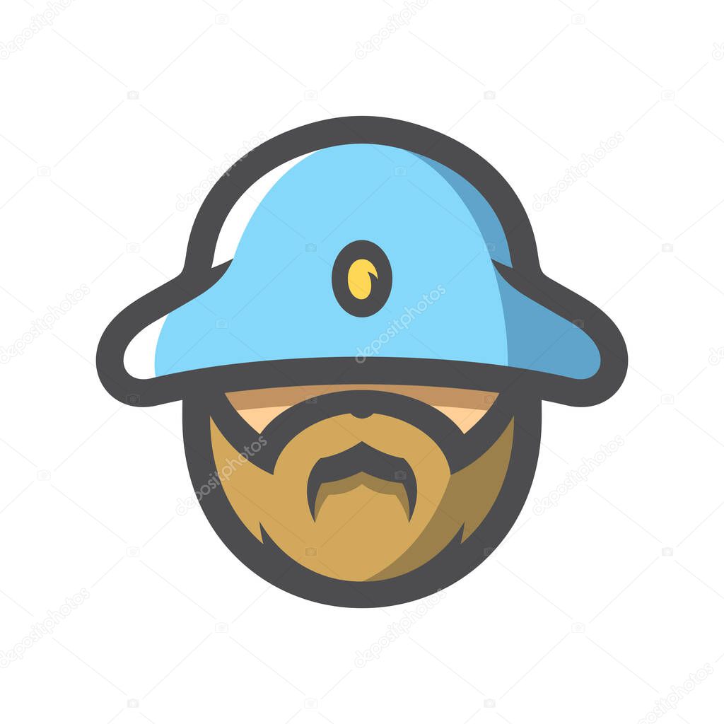 Old french soldier Vector icon Cartoon illustration.