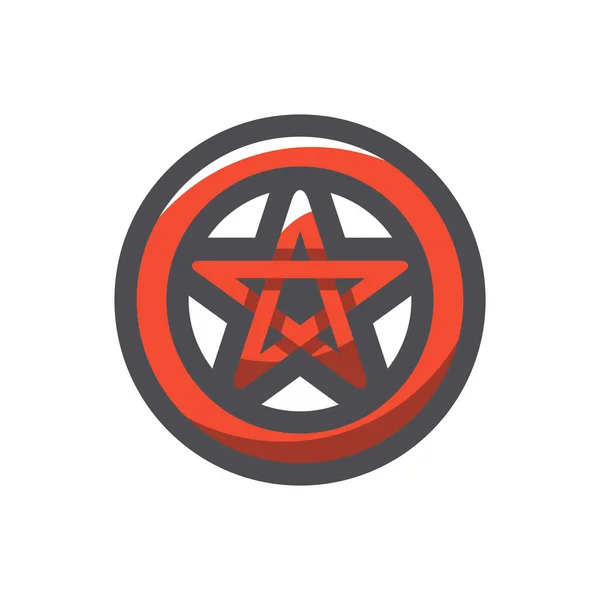 Pentagram Red Star Vector icoon Cartoon illustratie. — Stockvector