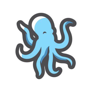 Ahtapot Deniz Hayvanı Vektör Simgesi Çizim Çizimi.