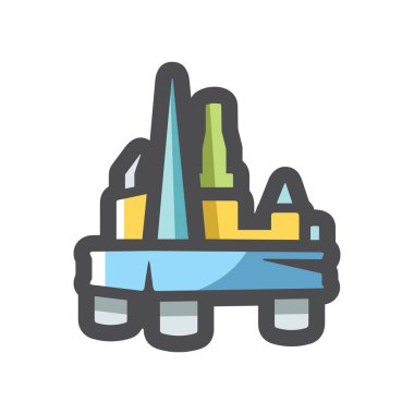 Yağ Denizi Platformu Vektör Simgesi Çizim Çizimi.