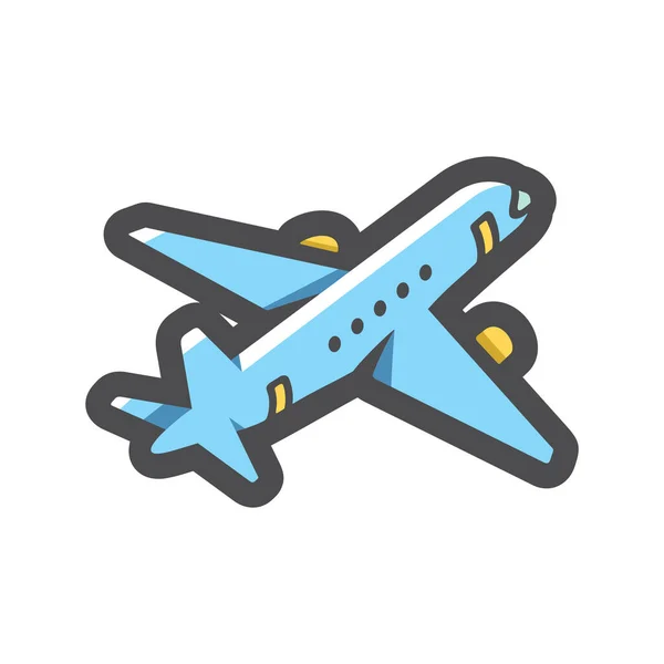 Flugzeug Blaues Flugzeug Vektorsymbol Cartoon Illustration — Stockvektor