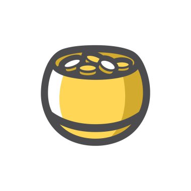 Altın sikkeli tencere Vektör simgesi Çizgi Film illüstrasyonu