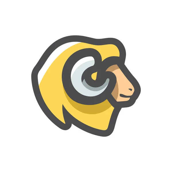 Ram Sheep Face Vector Symbol Cartoon Illustration — Stockvektor