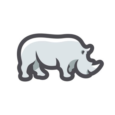 Gergedan silueti basit vektör simgesi çizimi.