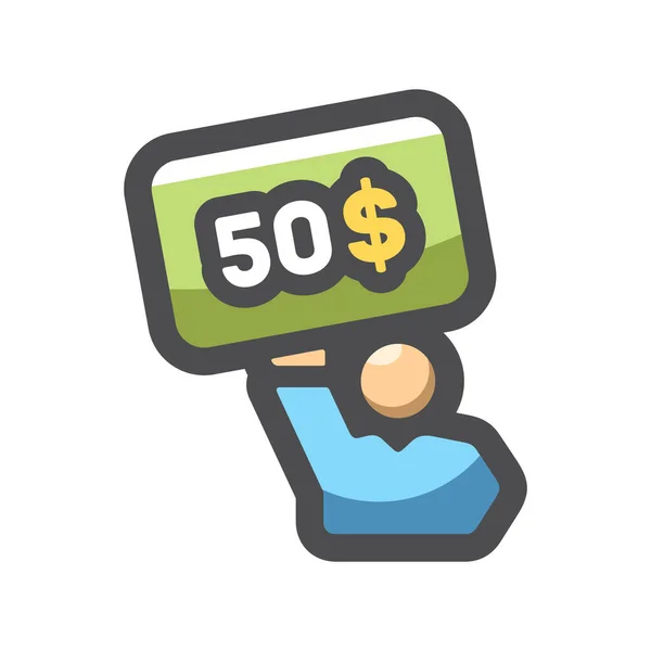 Winn Men Lottery ticket Vector icon Cartoon illustration. — Stock vektor