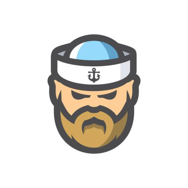 Sailor man in a cap Vector Cartoon icon illustration.