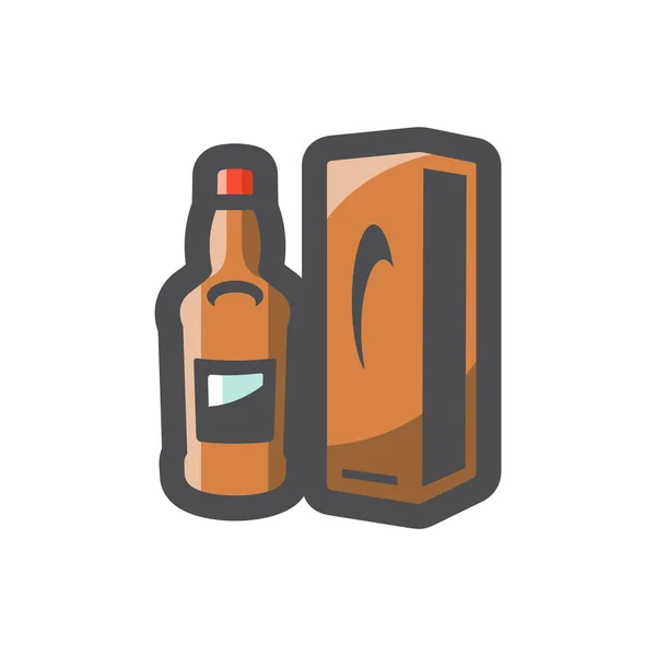 Whiskey bottle and box Vector icon Cartoon illustration. — Stock Vector