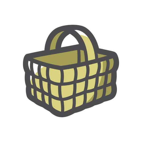 Wicker Basket rustic Vector icon Cartoon illustration. — Stockvektor