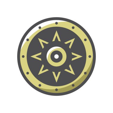 Viking Kalkanı Koruma Vektör Simgesi Çizim Çizimi