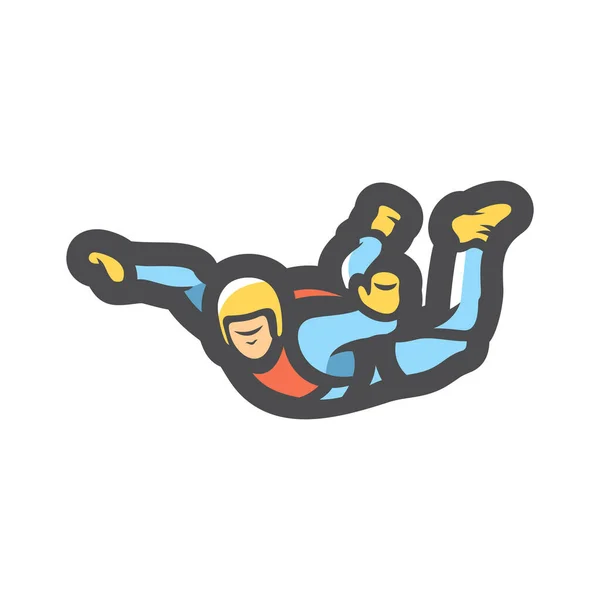 跳伞男子跳伞运动降落伞跳跃矢量图标卡通画 — 图库矢量图片