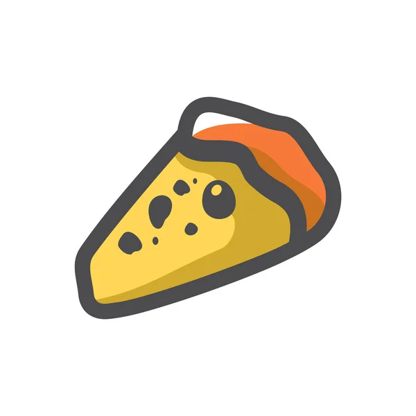 Ilustrasi kartun ikon Vektor Makanan Potongan Pizza - Stok Vektor