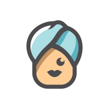 Havlu Kız güzellik vektörü ikonu Çizgi film illüstrasyonu.