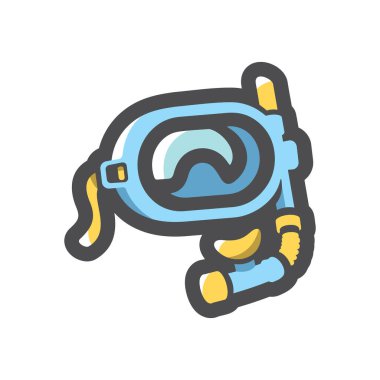 Dalış Maskesi ekipmanı Vektör Simgesi Çizgi Filmi illüstrasyonu.