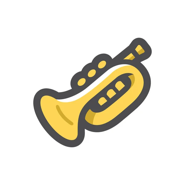 Instrumento de viento trompeta Icono vectorial Ilustración de dibujos animados — Vector de stock