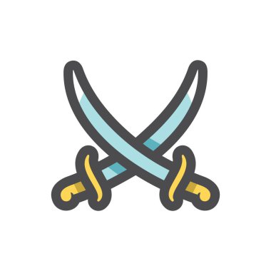 Asya Kılıçlarının Haçı Vektör Simgesi Çizgi Film illüstrasyonu.