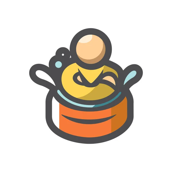 Men in bathtub Vector icon Ilustrasi kartun - Stok Vektor