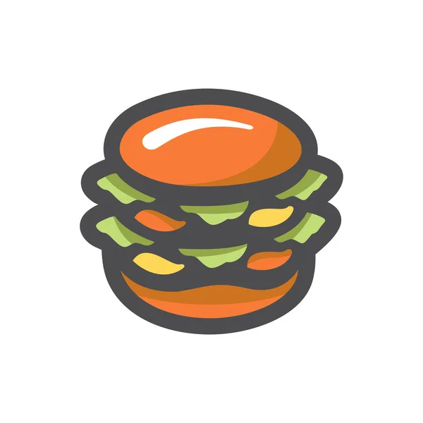Hamburguesa comida rápida grande icono de vectores ilustración de dibujos animados — Vector de stock