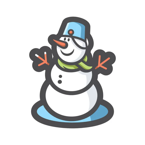 Sneeuwman sneeuw ambachtelijke Vector pictogram Tekenfilm illustratie — Stockvector
