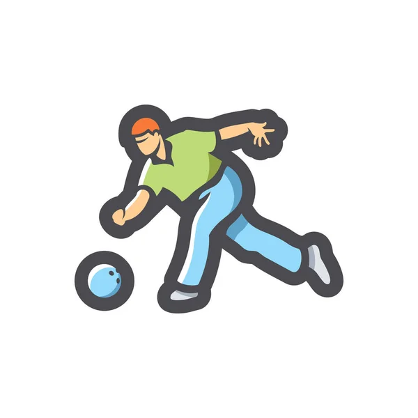 Bowling Spieler Athlet Vector Symbol Cartoon Illustration — Stockvektor