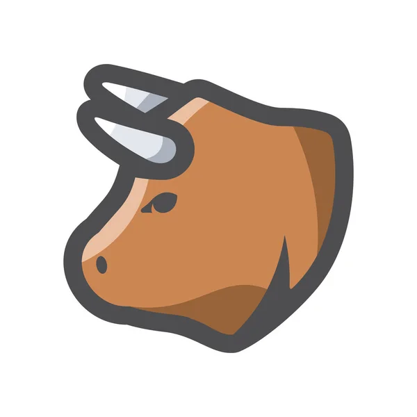 Bull Head Farm Animal Vector Ikone Cartoon Illustration — Stockvektor