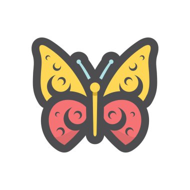 Kelebek Mozaik Güve Vektör Simgesi Çizim Çizimi