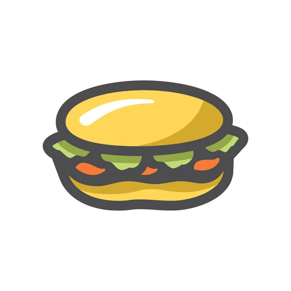 Hamburger big fast food Vector icon Cartoon illustration — Stock Vector