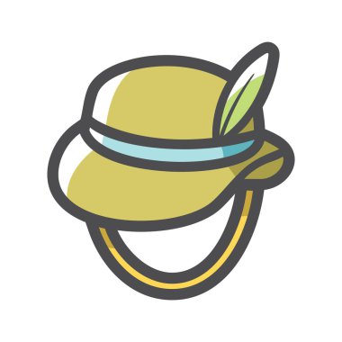 Tüylü Vector simgesi olan av şapkası Çizgi Film illüstrasyonu.